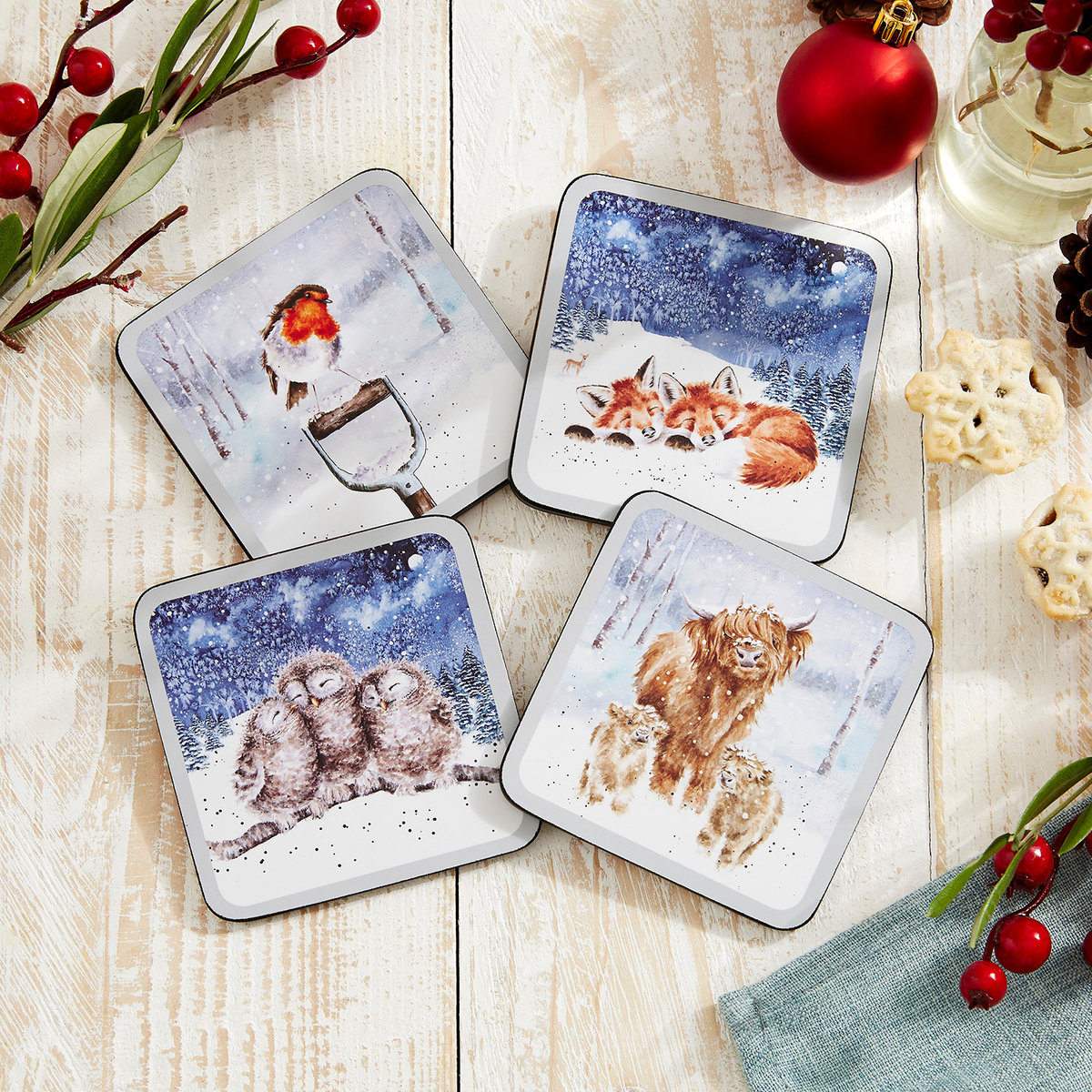 Wrendale Designs Winter Skies Coasters Set Of 4 image number null